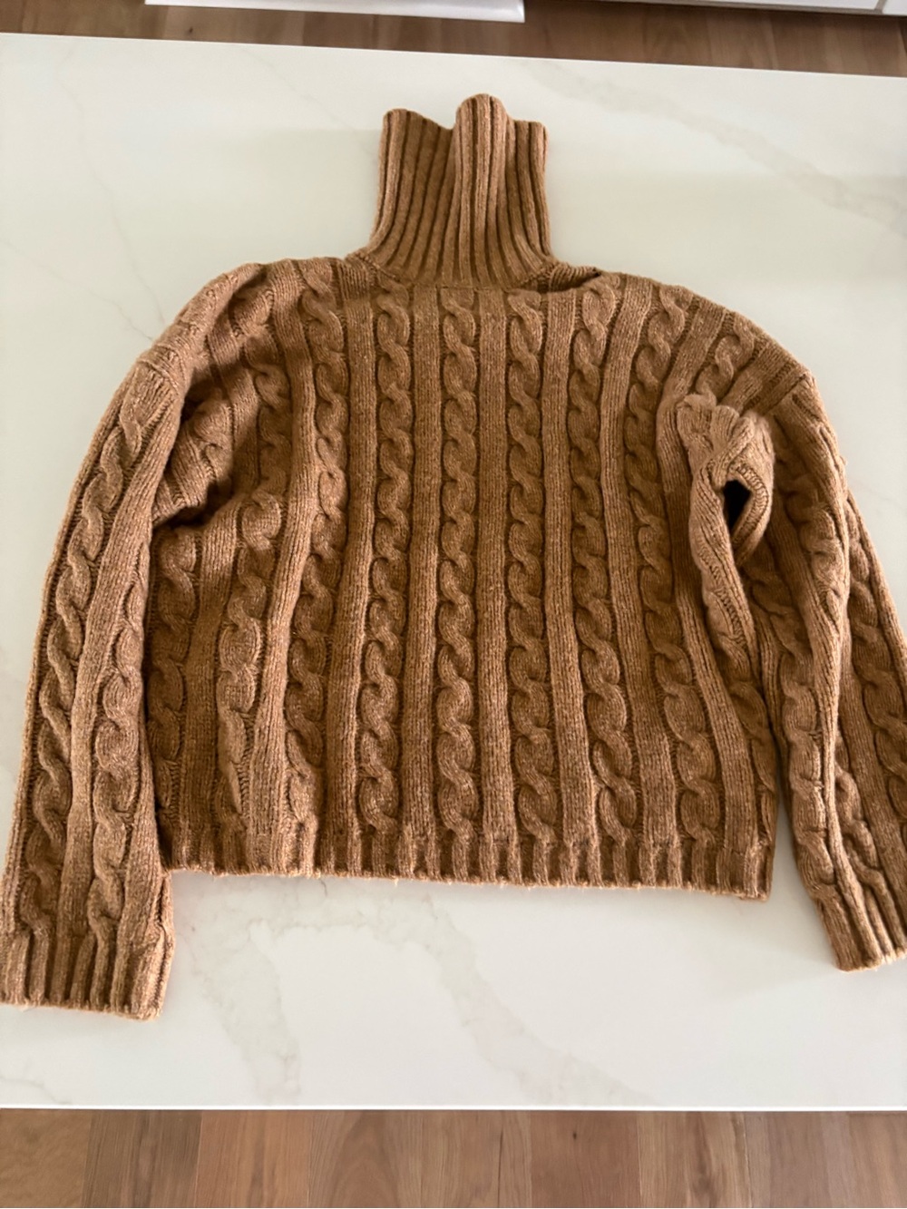 Abercrombie & Fitch Cable Knit Turtleneck Sweater - Camel